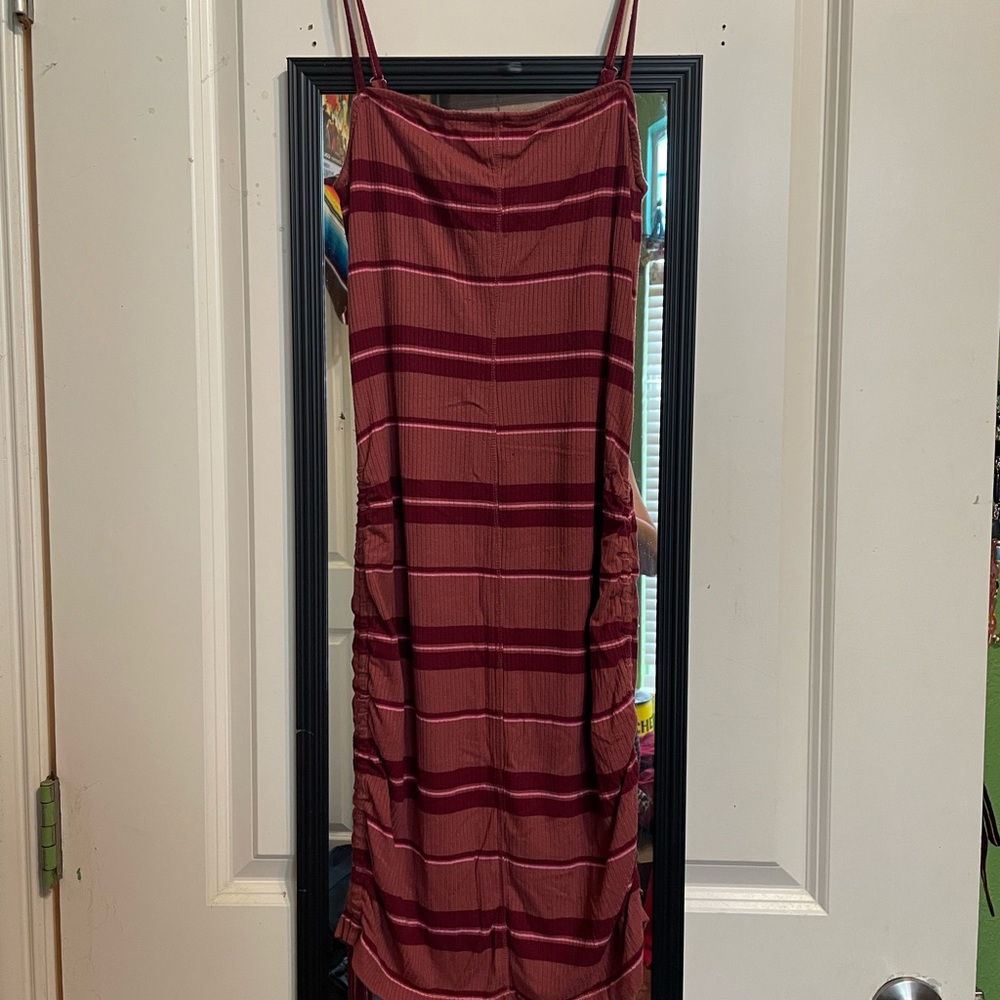 Hurley Burgundy and Pink Striped Mini Dress
